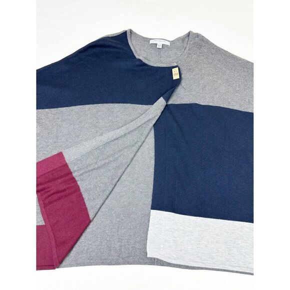 Marc New York Shawl Sweater One Size Grey Blue Red Wool Blend - Picture 4 of 7